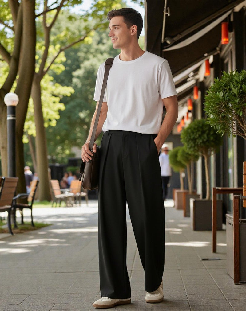 Men Mid-Rise Straight Fit Korean Trousers