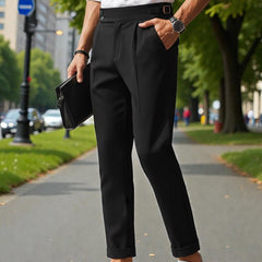 Men Black Mid-Rise Slim Fit Gurkha Italian Pants