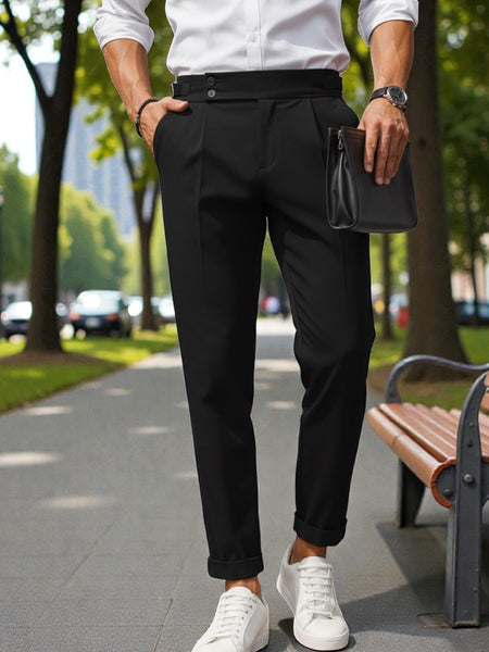 Men Black Mid-Rise Slim Fit Gurkha Italian Pants