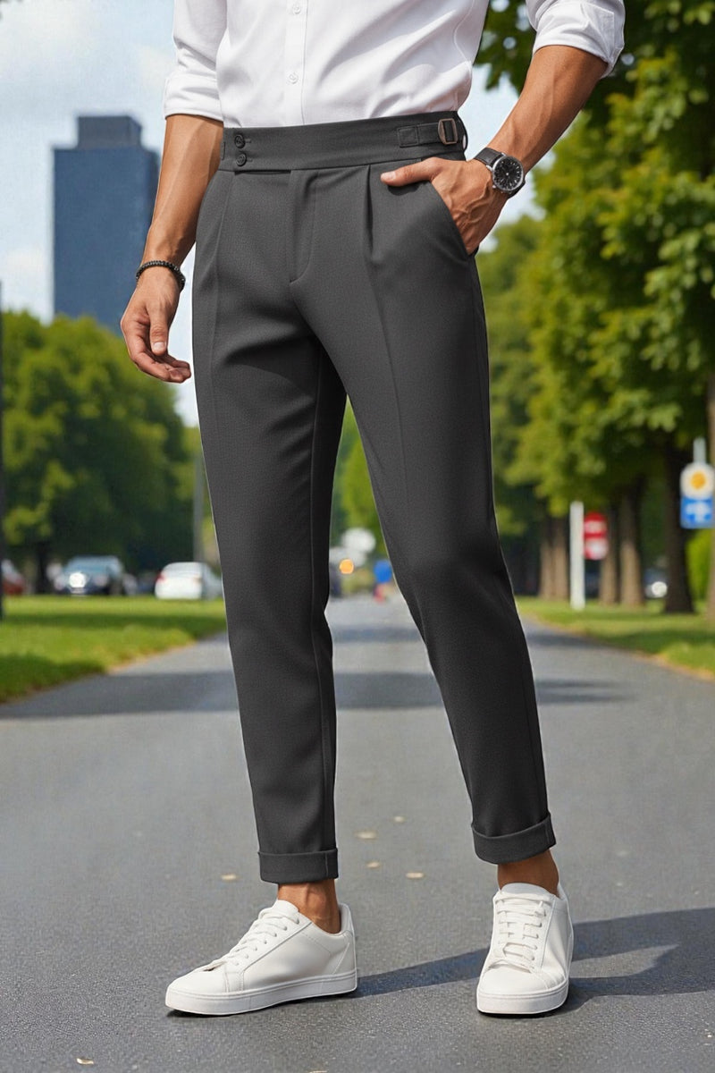 Men Dark grey Mid-Rise Slim Fit Gurkha Italian Pants