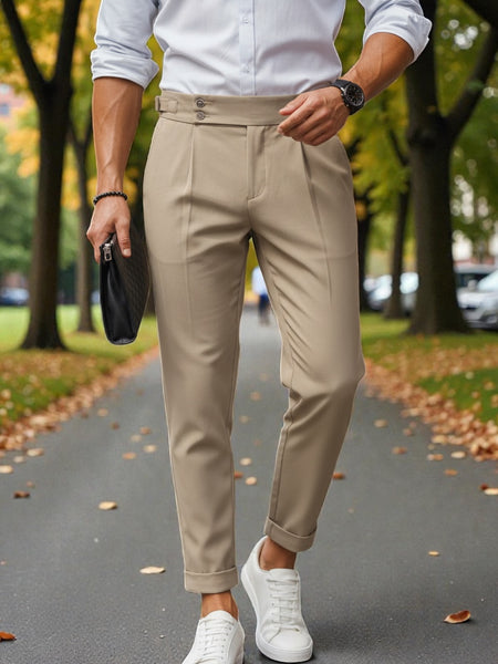 Men Light beige Mid-Rise Slim Fit Gurkha Italian Pants