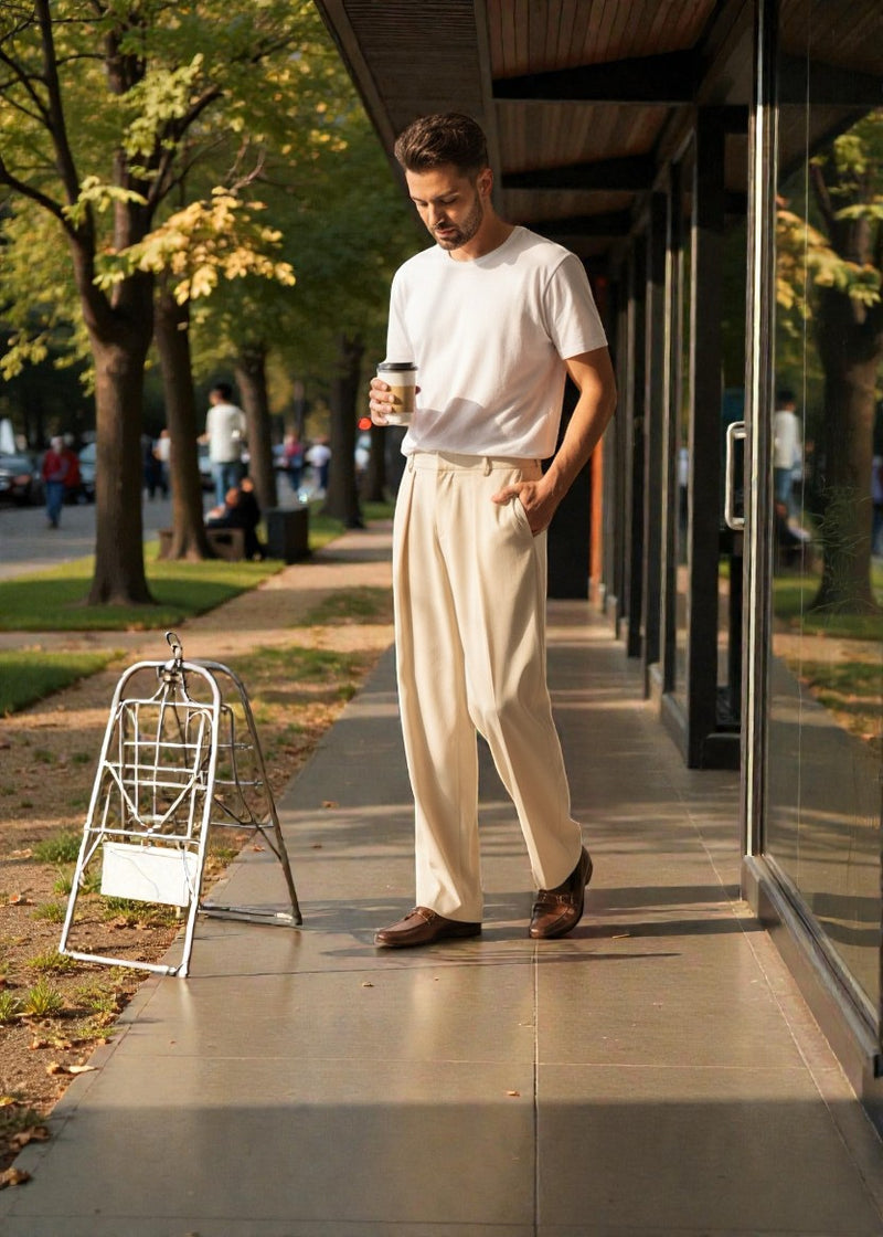 Men Mid-Rise Straight Fit Korean Trousers