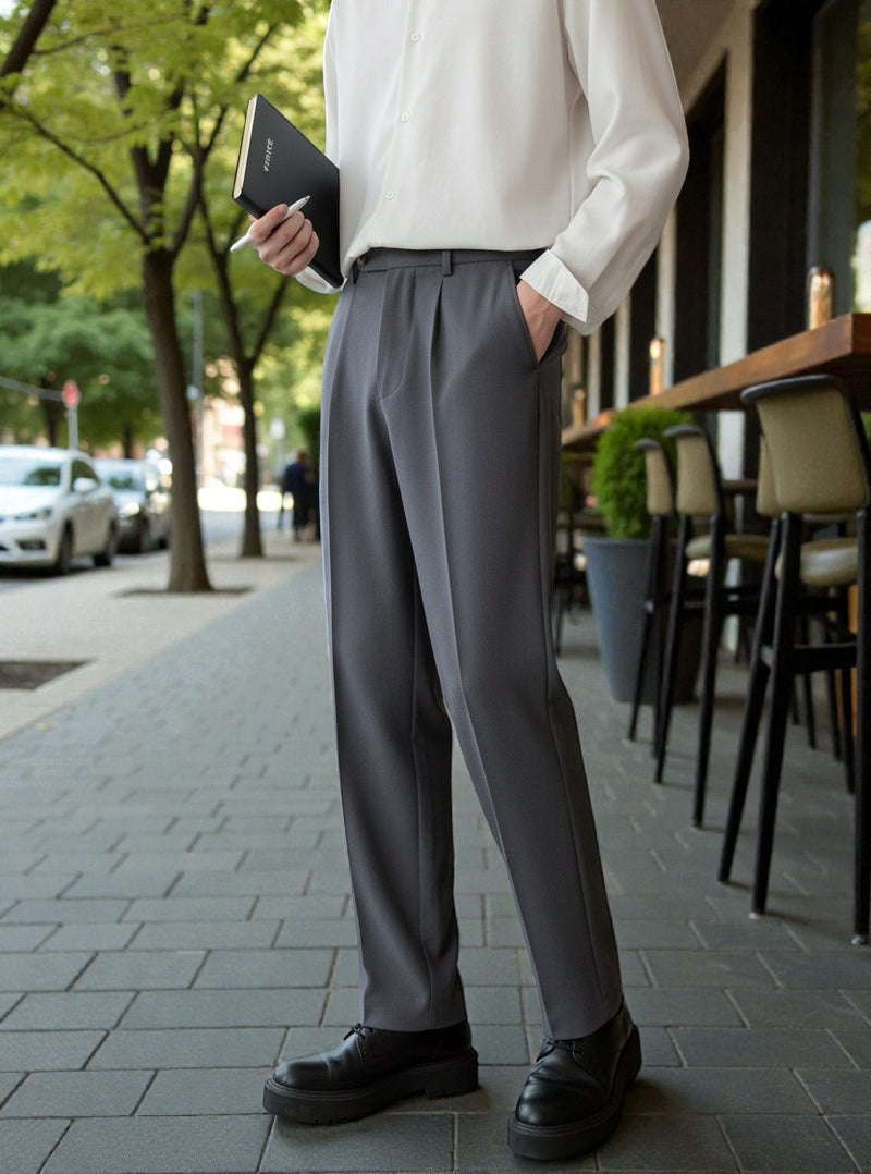 Men Mid-Rise Straight Fit Korean Trousers