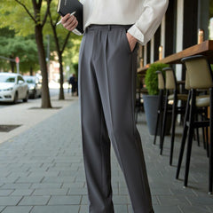 Men Mid-Rise Straight Fit Korean Trousers