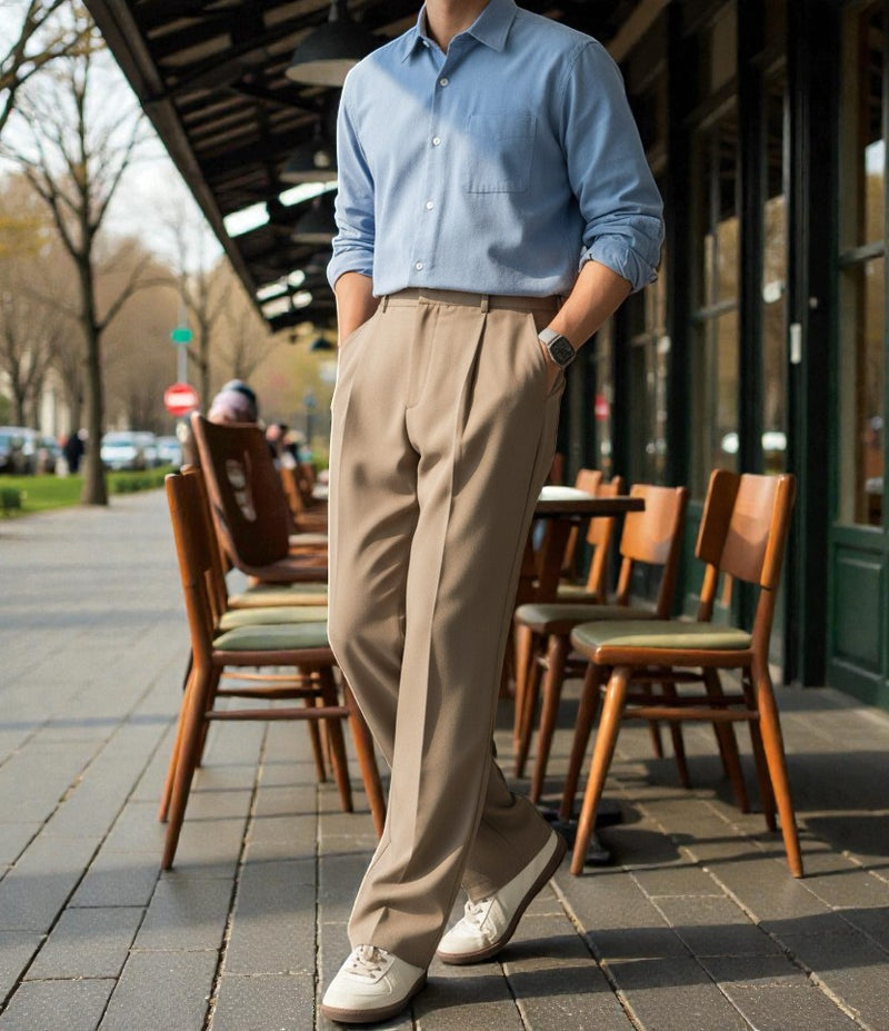 Men Mid-Rise Straight Fit Korean Trousers