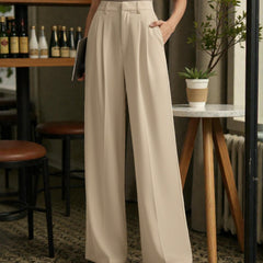 Women Light beige High-rise Straight Fit Korean Trousers
