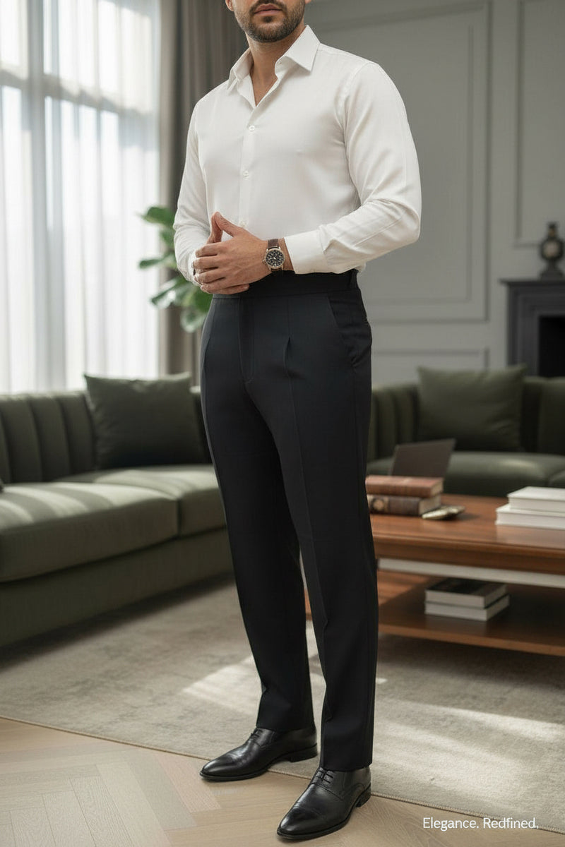 Men Black Mid-Rise Slim Fit Gurkha Pants