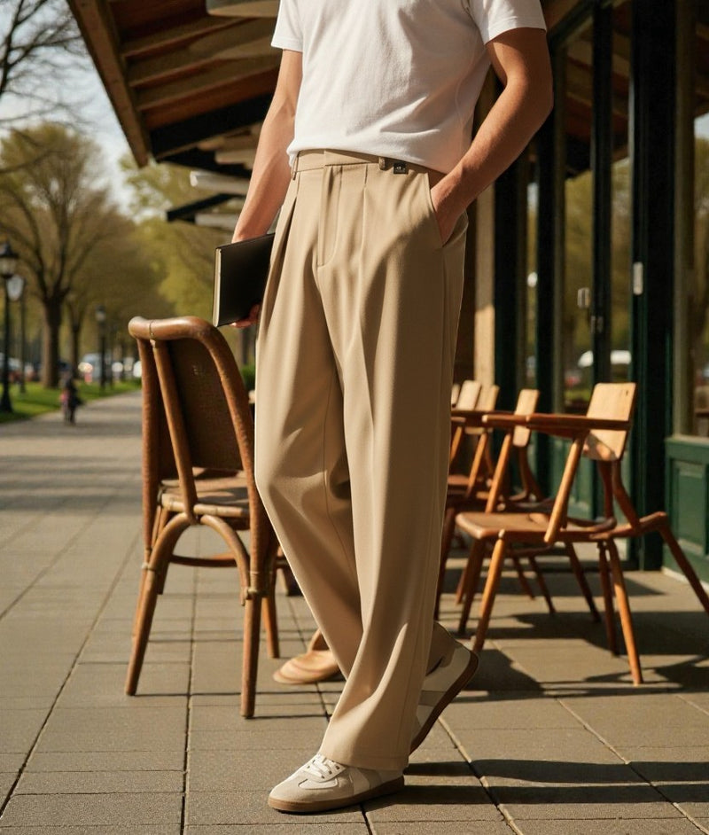 Men Mid-Rise Straight Fit Korean Trousers