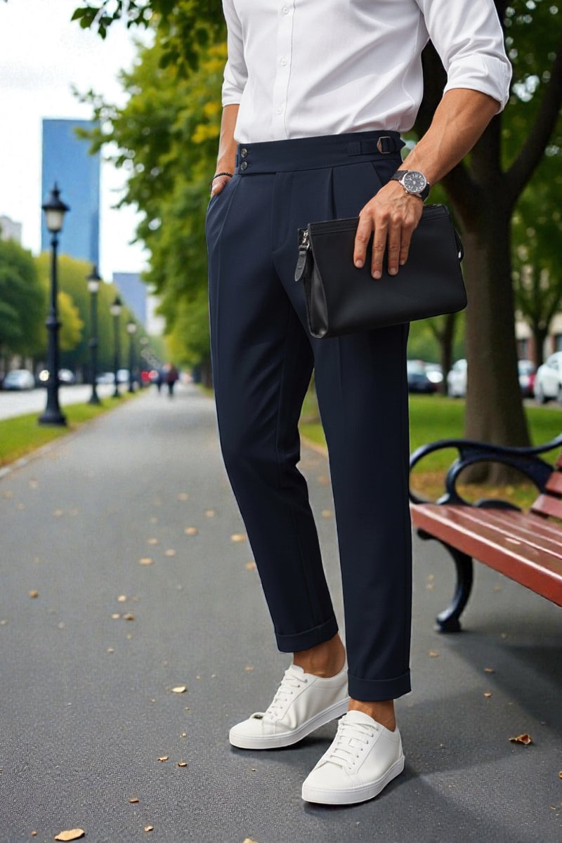 Italian Midi Rise Men Mid-Rise Slim Fit Gurkha Italian Pants – Broadstar