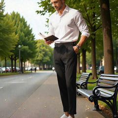 Men Black Mid-Rise Slim Fit Gurkha Italian Pants