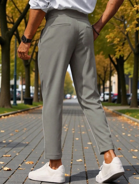 Men Light grey Mid-Rise Slim Fit Gurkha Italian Pants